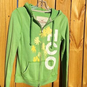 Lime Green Hollister Zip-Up Hoodie
