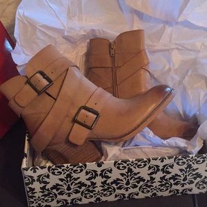 Naughty Monkey Tan Cross My Heart Leather Boot