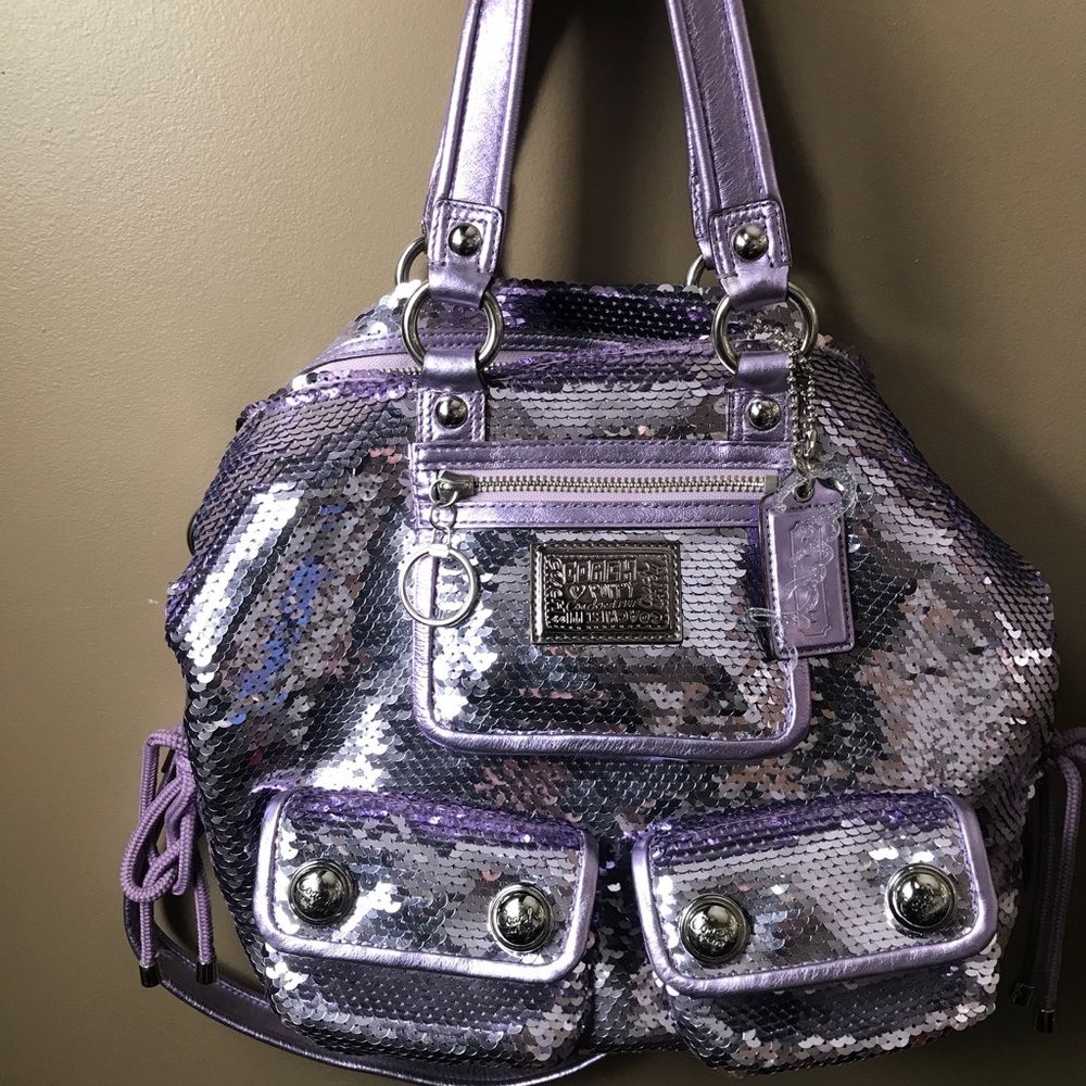 Purple Sequin Coach Purse. Authentic!