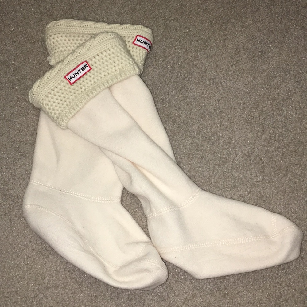 White hunter boot socks with knit top
