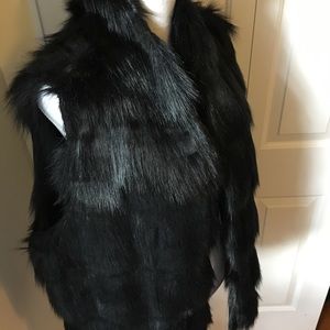 BCBGeneration Faux Fur Black Vest L