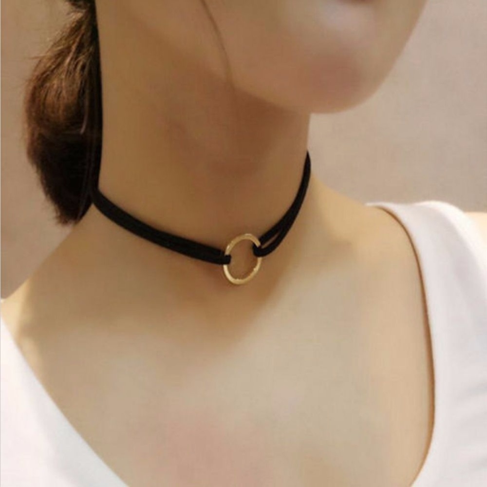 Brown or Black Leather Choker Necklace