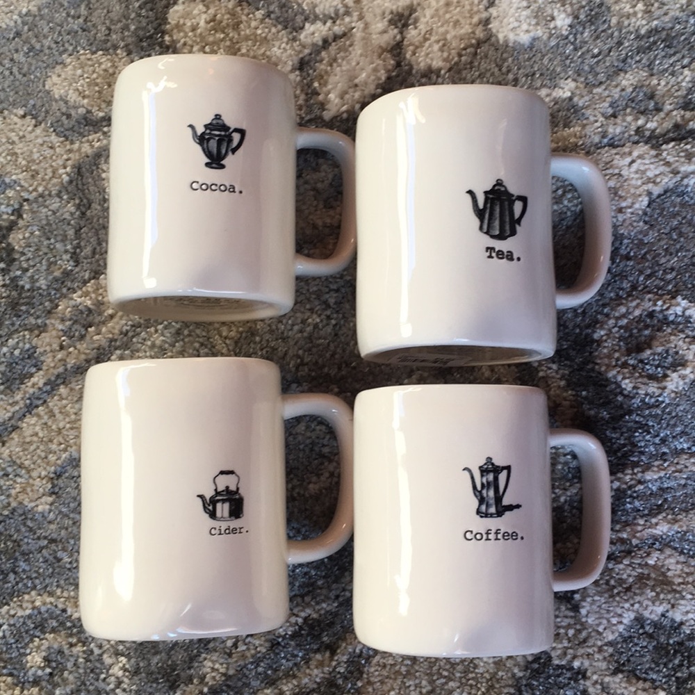 RAE DUNN ICON COLLECTION-SET OF 4 HOT DRINK MUGS