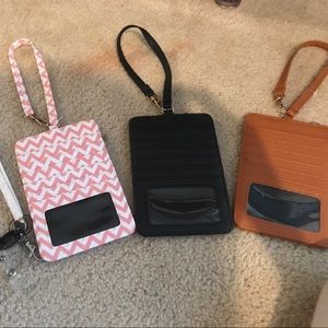 Bundle of three credit card holders with ID