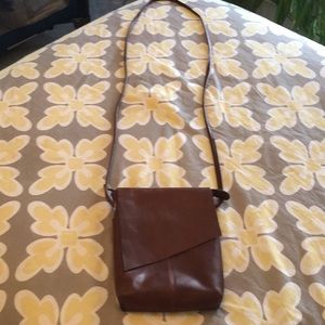 Brown leather small cross body purse