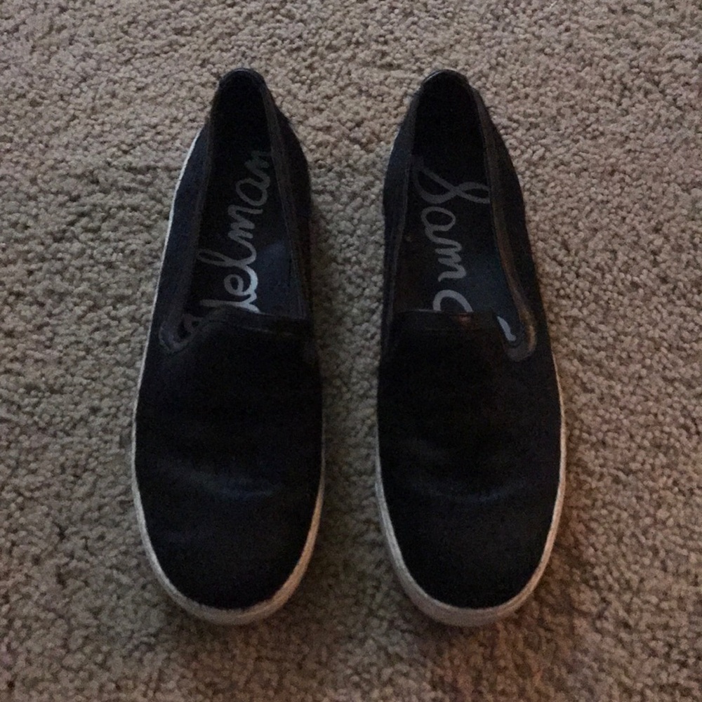 Sam Edelman black calf hair slip on sneakers