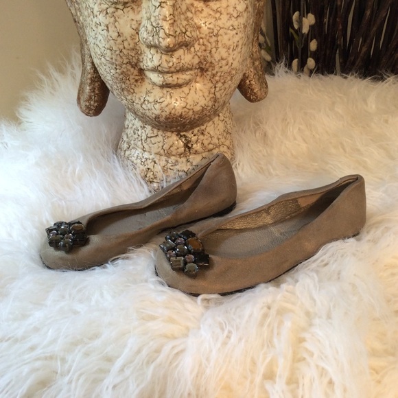Girls Leather Ballet Flats with Jewels SZ 28💋🖤
