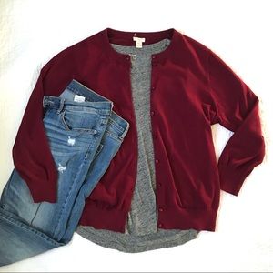 J Crew Clare Cardigan burgundy / merlot / maroon