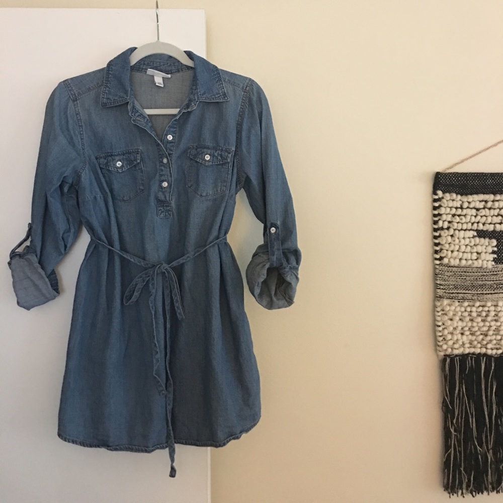 M maternity denim tunic tie shirt Liz Lange