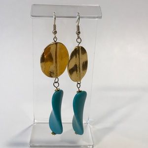 Earrings, Hand Crafted, Blue & Gold