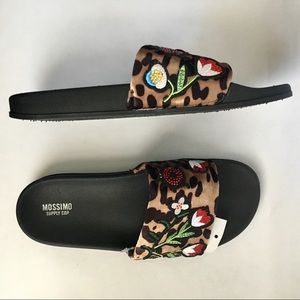 Leopard print slide sandals