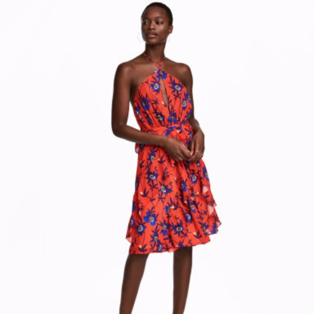 Patterned Halterneck Dress