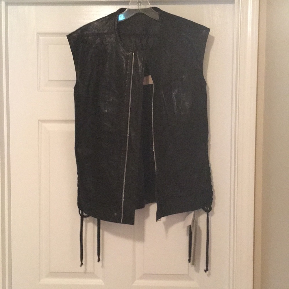 Black leather vest