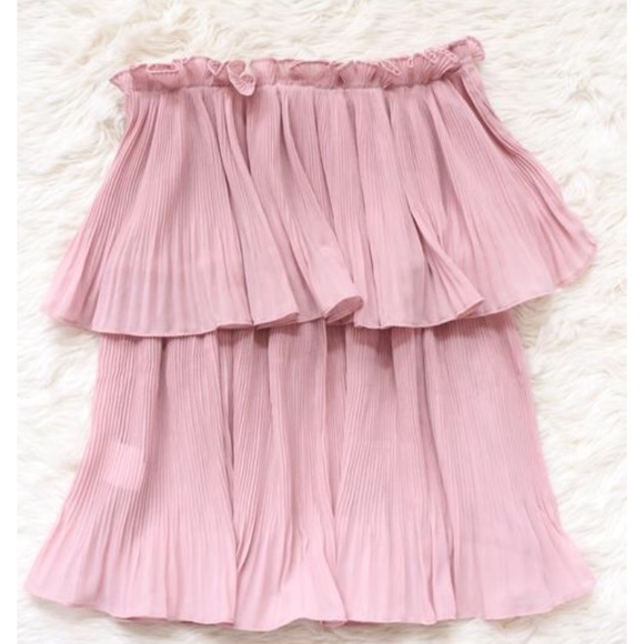 Off The Shoulder Chiffon Ruffle Top Blush Blouse - Picture 2 of 4