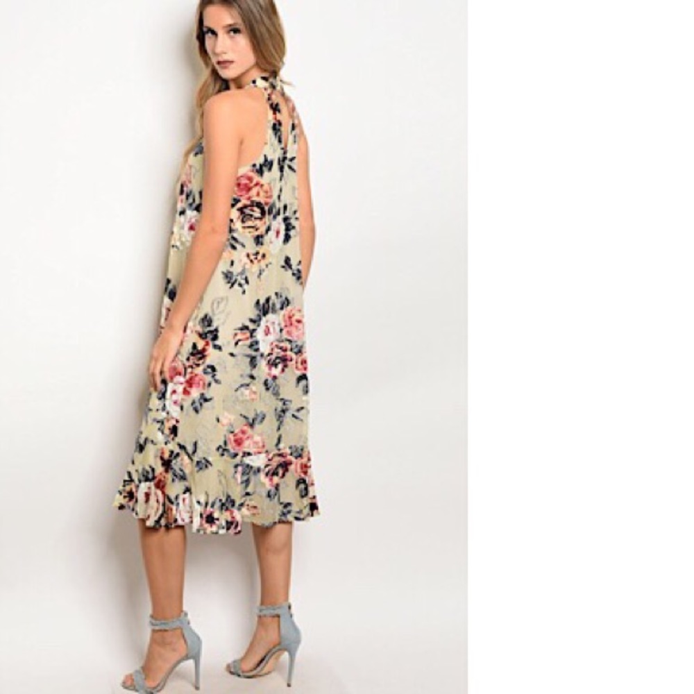 Floral Velvet Midi Dress NWT - Picture 2 of 4