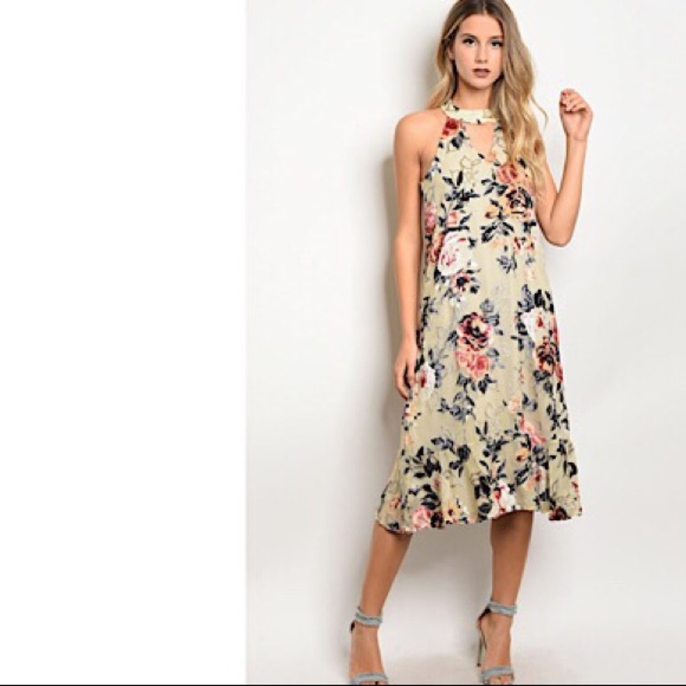 Floral Velvet Midi Dress NWT - Picture 1 of 4