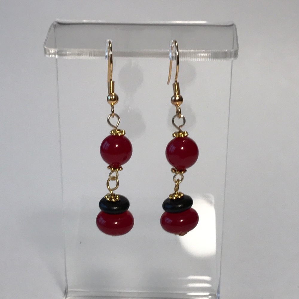 Earrings, Hand Crafted, Berry Black
