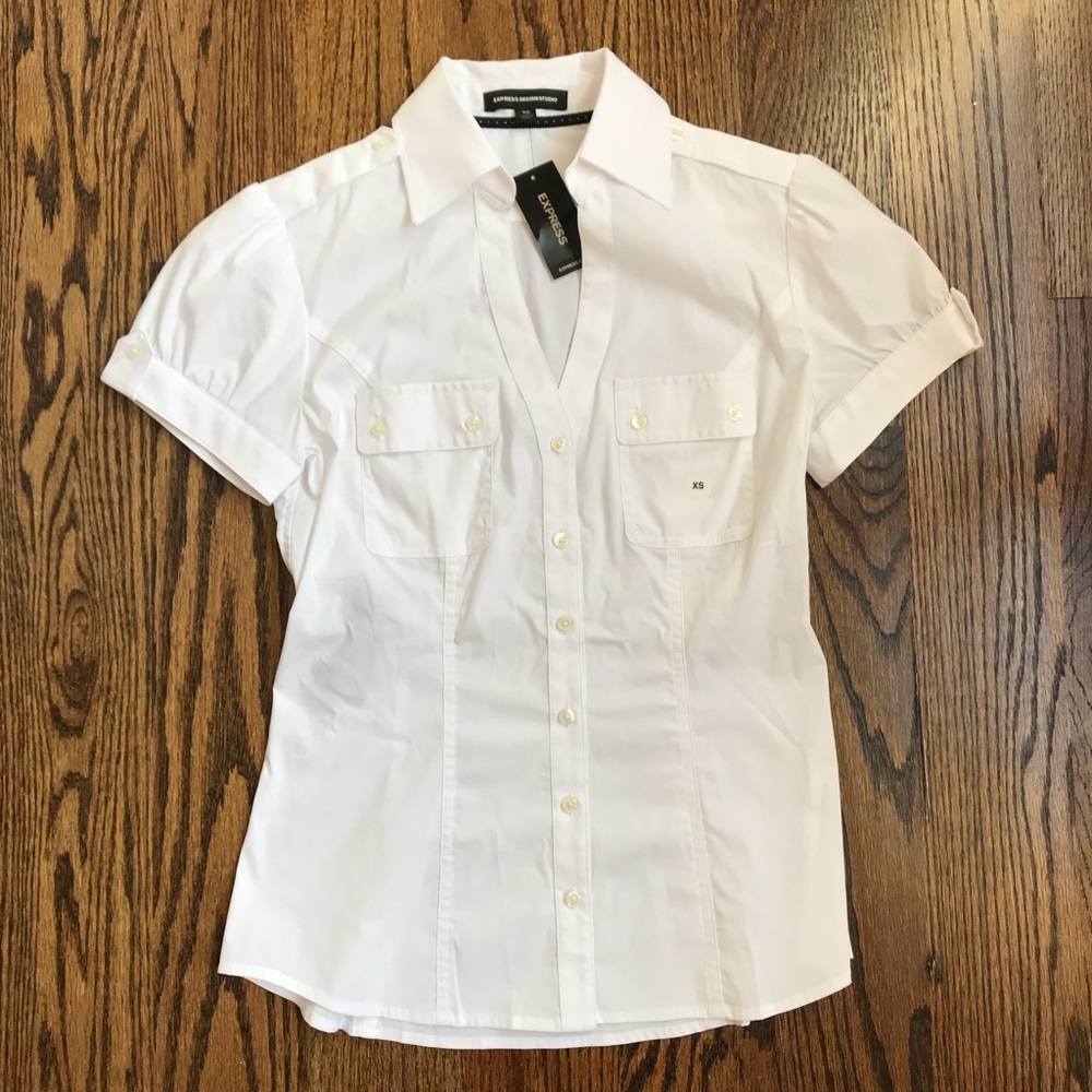 Express Design Studio white button up shirt