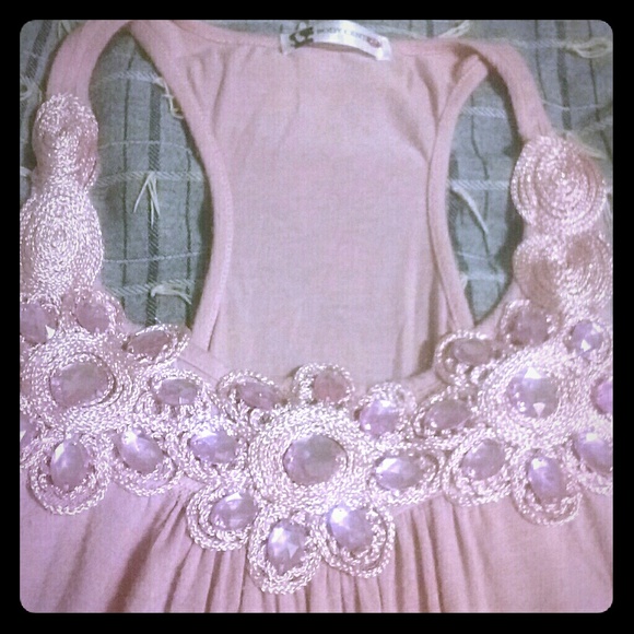 Pink rhinstoned tank top blouse - Picture 1 of 4