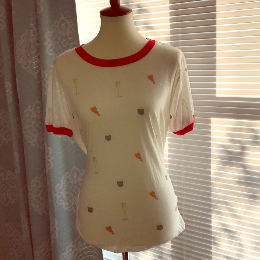 Wildfox Pizza and Champagne Ringer Tee