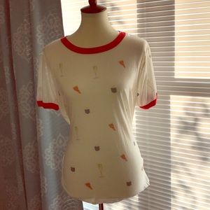 Wildfox Pizza and Champagne Ringer Tee