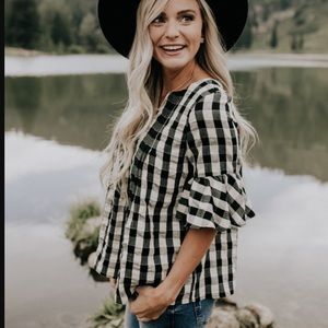 Roolee black and white gingham top