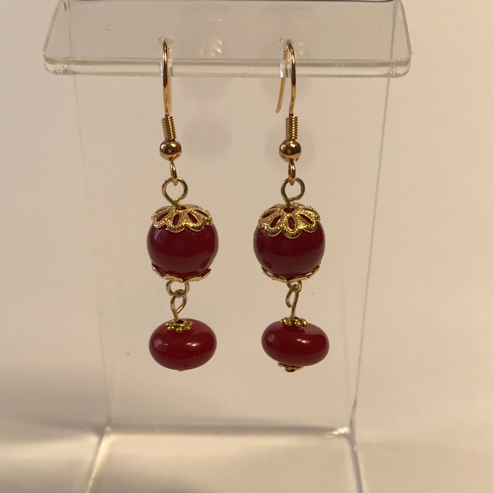 Earrings, Hand Crafted, Berry Gold