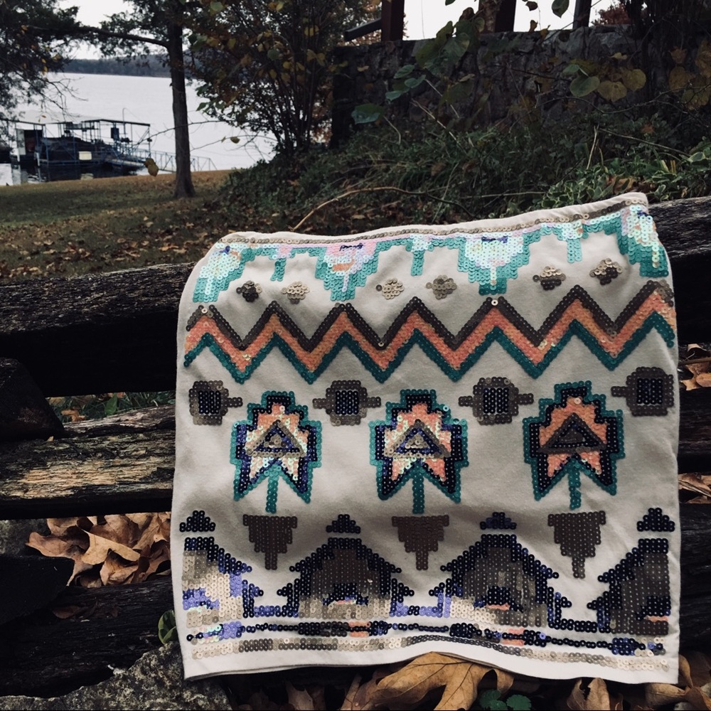 Sequined Date Navajo Print Night Skirt!