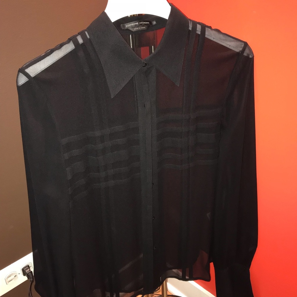Adrienne Vittadini 100% Silk Sexy See Thru Blouse