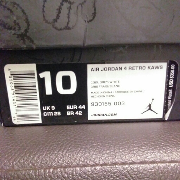 Jordan 4 "kaws" Grey - Picture 7 of 8