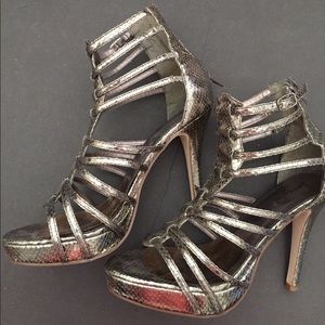 Bonnibel caged metallic heels in 7.5