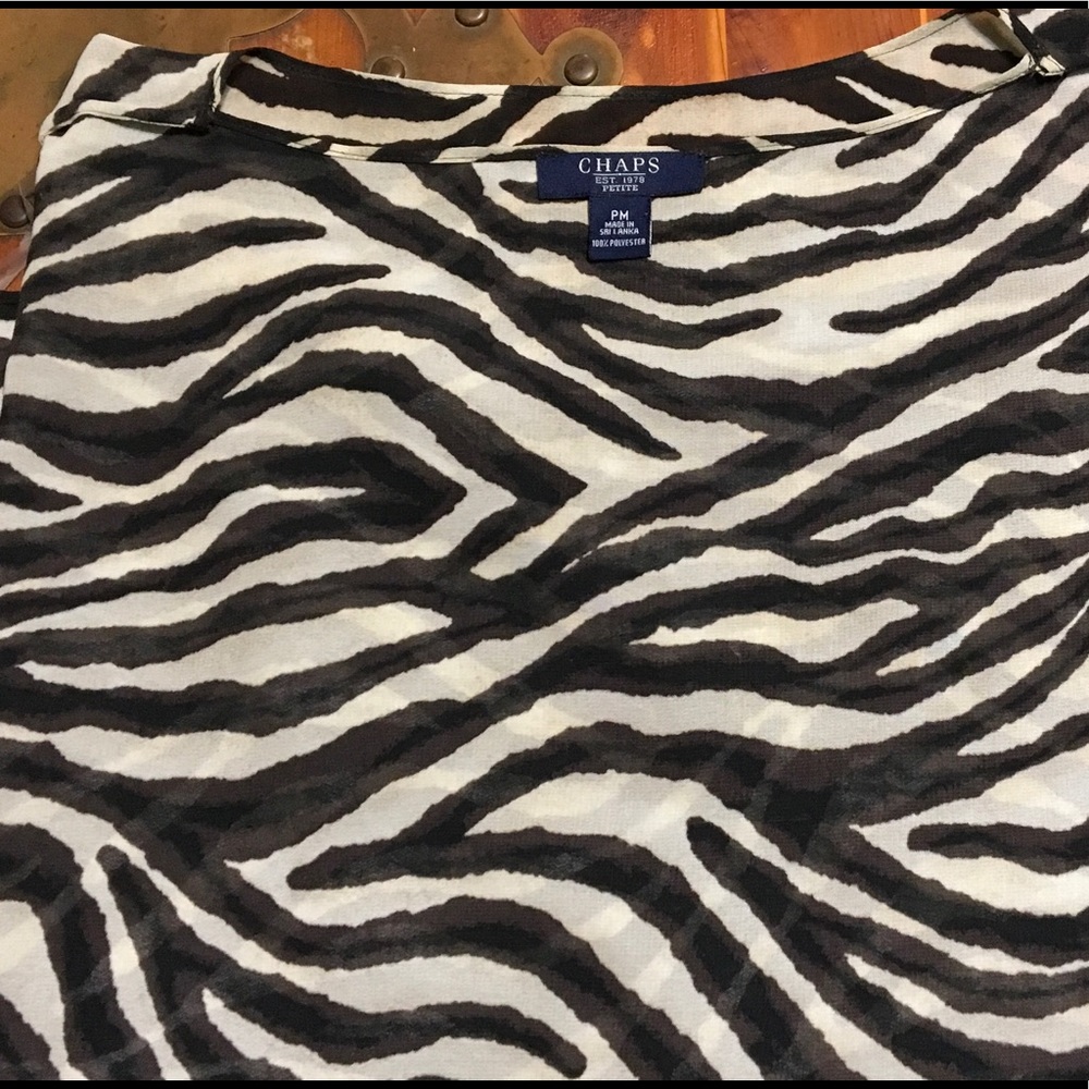 CHAPS Kimono Sleeve Zebra Print Blouse, Petite M