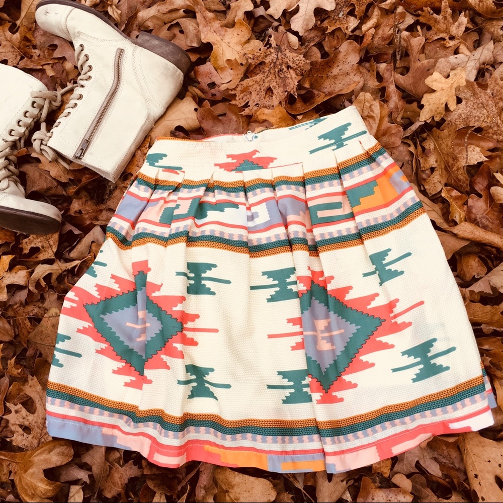 Trendy Fashion Forward Pleated Tribal Print Skirt!