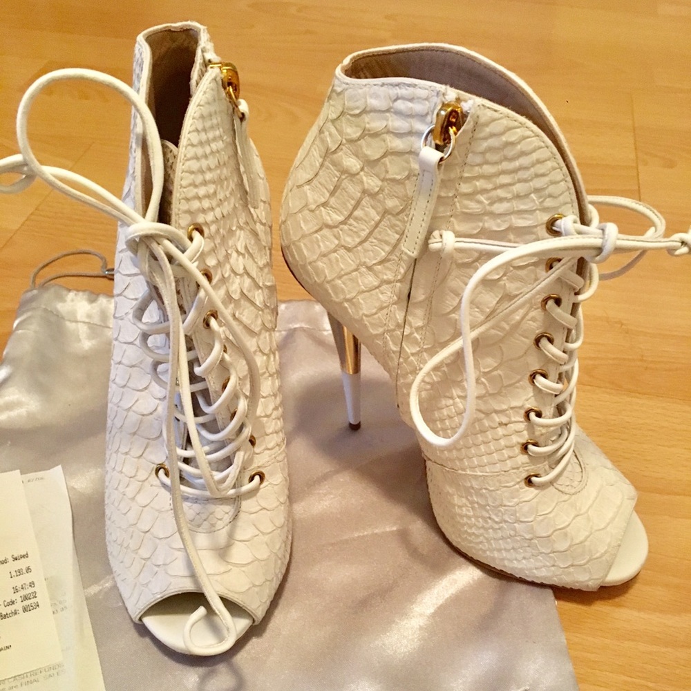 Giuseppe Zanotti Lace-Up Python Leather Bootie - image 3