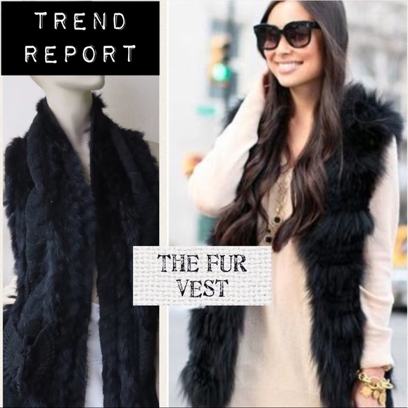 Rabbit Fur + Crochet Vest Jacket - Picture 2 of 5