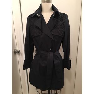 Sam Edelman Navy Lace Rain Trench Coat Jacket