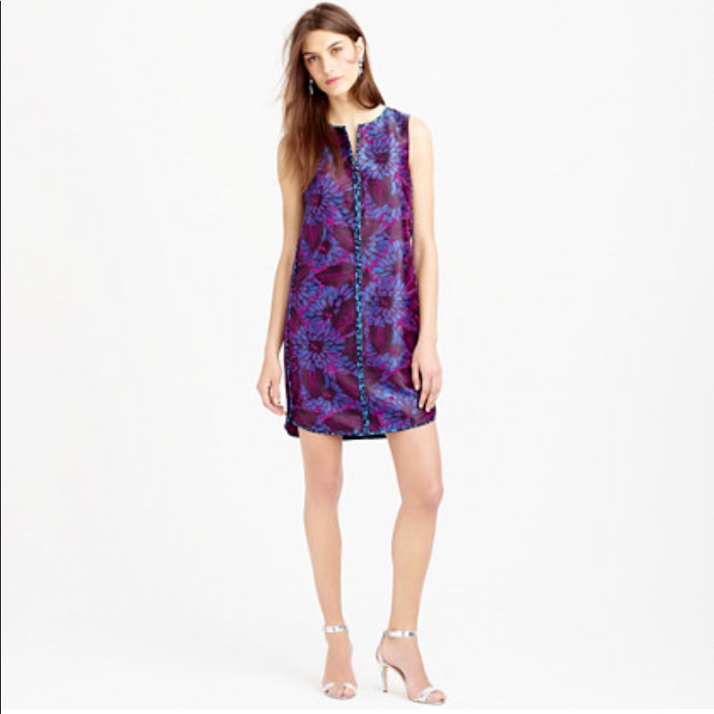 J.Crew Shift Dress In Midnight Floral Jacquard