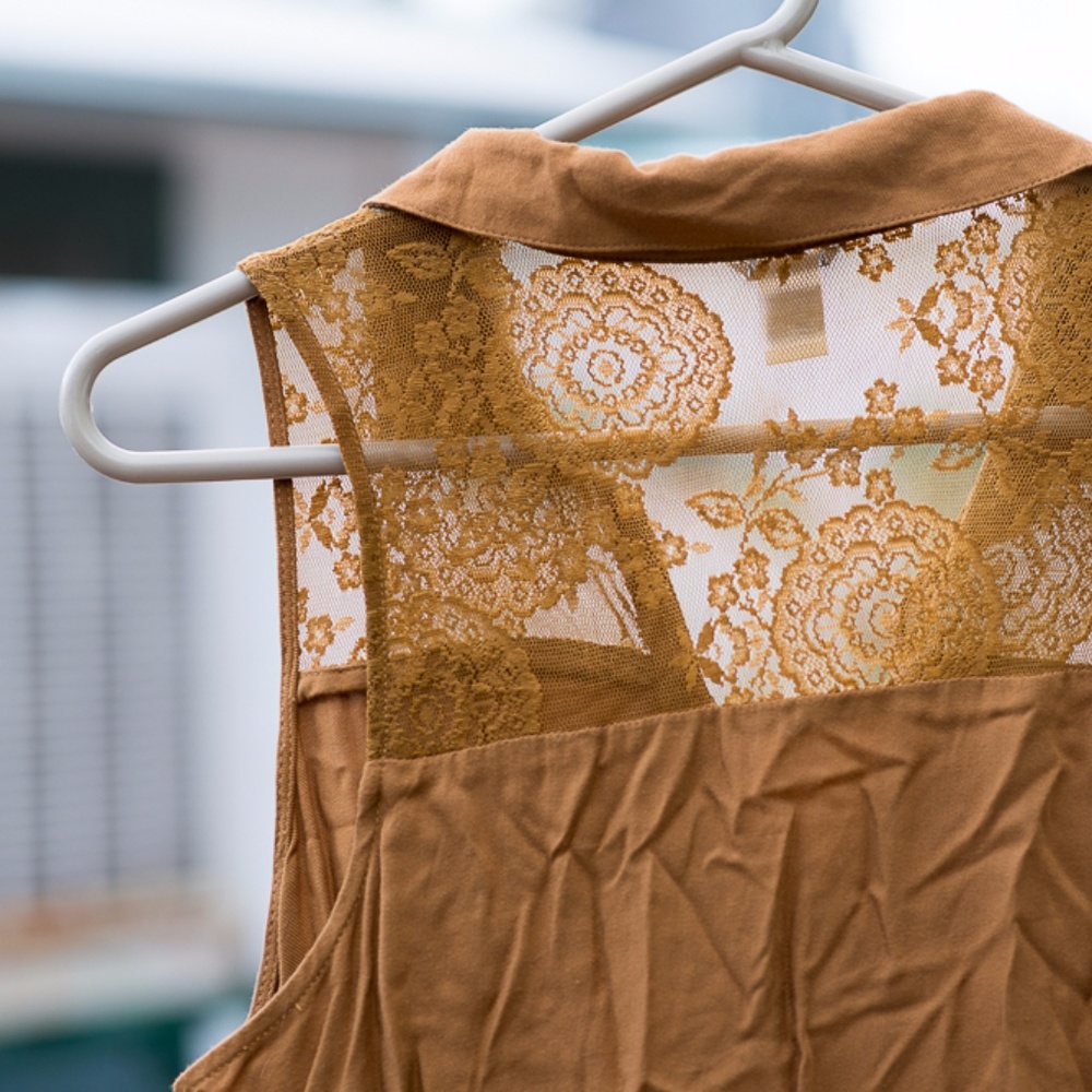 Burnt orange dress with lace detail