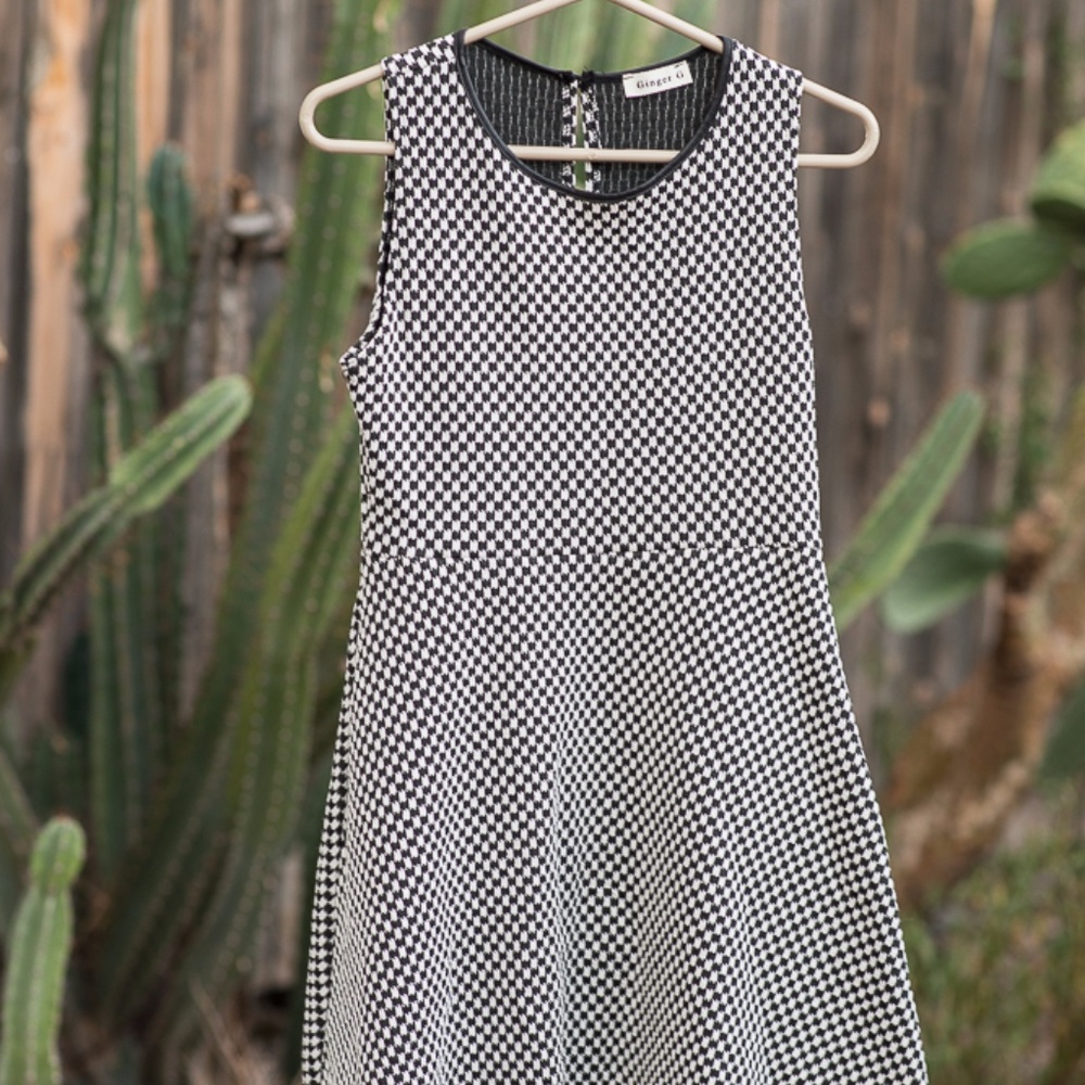Black and white checkered skater dress