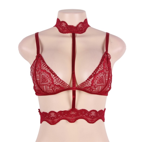 WINE CHOKER LACE BRA! SUPER HOT!! - Picture 2 of 3