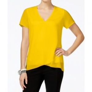 MICHAEL KORS canary yellow asymmetrical blouse M