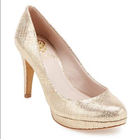 vince camuto gold pumps