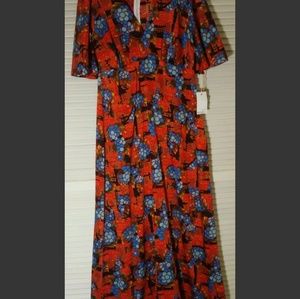 V Neck Luau Maxi Hawaii Dress Vtg Barkcloth Grapes