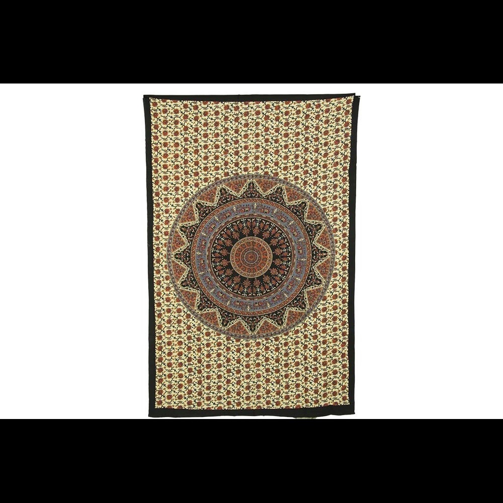 Twin Mustard Mandala Tapestry Bohemian Dorm Decor