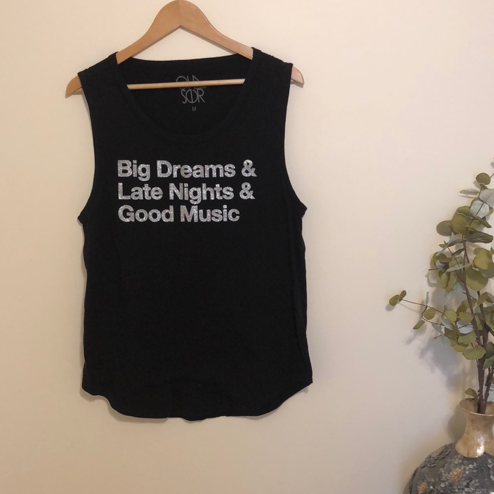 Chaser black sparkle graphic muscle tank