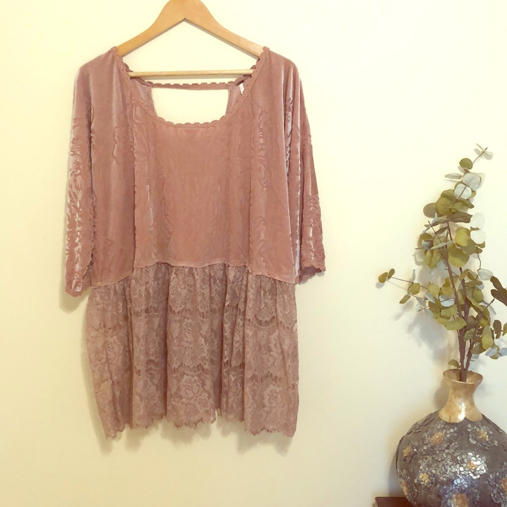 Free people rose velvet lace top