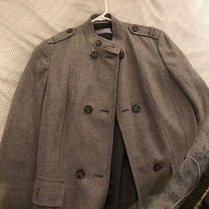 Military Style Brown Wool Coat Jacket