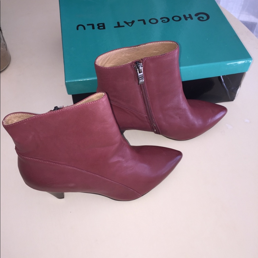New Chocolate Blu Cece Burgundy Leather Ankle Boot
