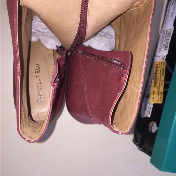 New Chocolate Blu Cece Burgundy Leather Ankle Boot - Picture 5 of 8
