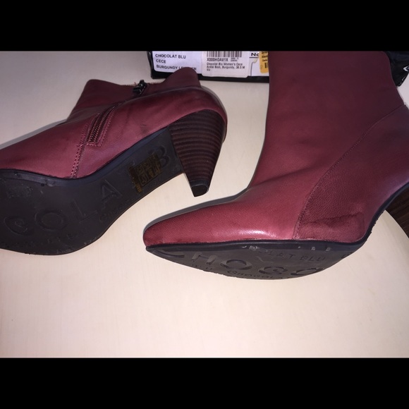 New Chocolate Blu Cece Burgundy Leather Ankle Boot - Picture 6 of 8